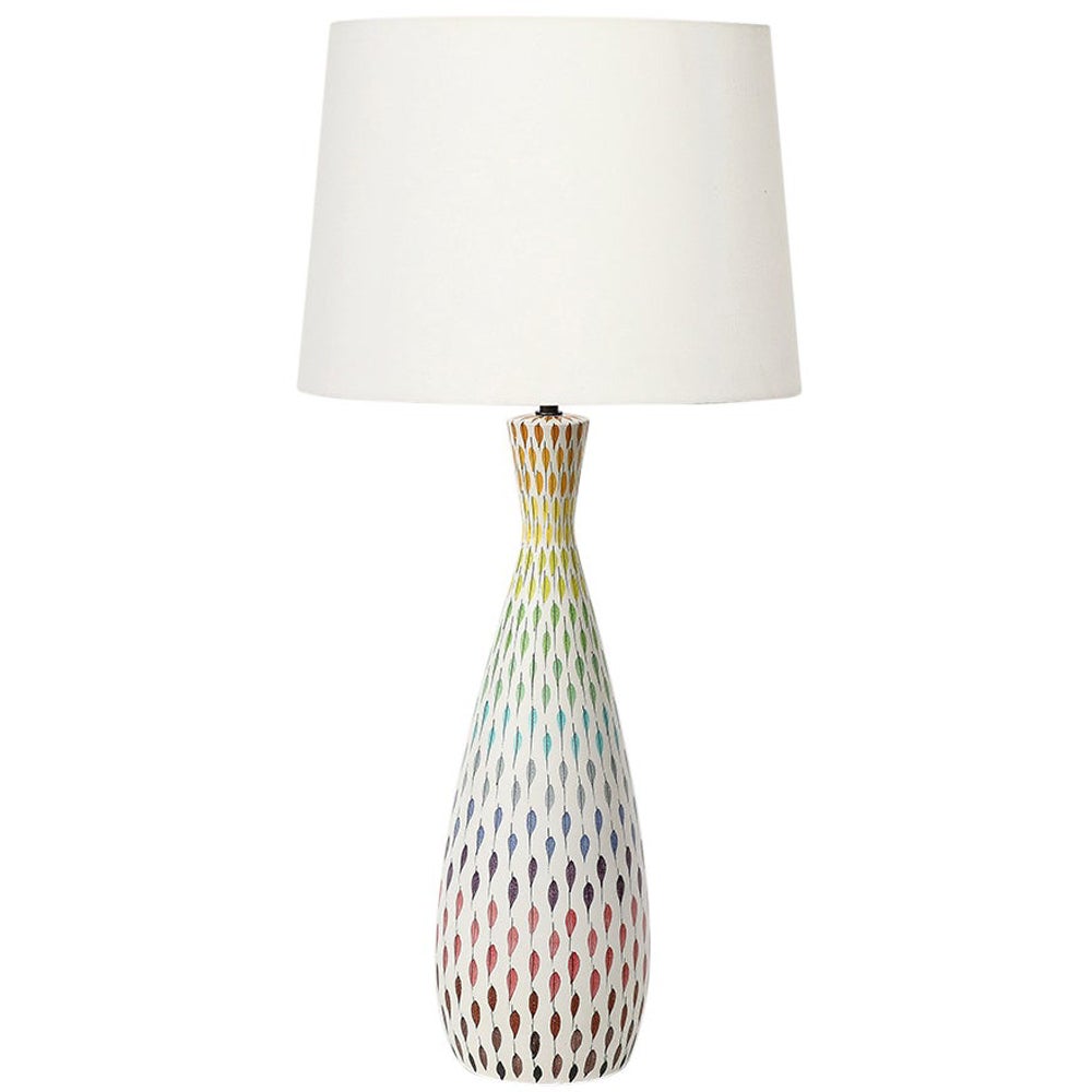 Aldo Bitossi Table Lamp, Ceramic, Multi-Color, Piume, Signed