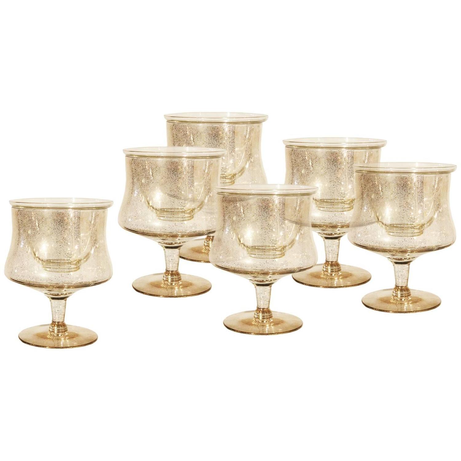 Dorothy C. Thorpe Gold Fleck Shrimp Cocktail Glasses For Sale at 1stdibs