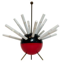 1950’s Sputnik Atomic Tripod Round Black Red & Brass Cigarette Holder