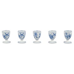 Meissen, Germany. Blue Onion pattern. Five egg cups. Hand-painted in blue.