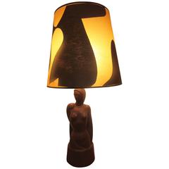F.A.I.P. Plaster Female Nude Lamp with Printed Shade