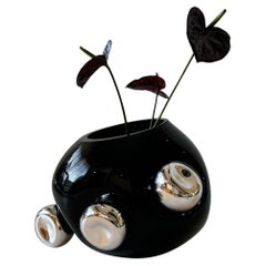 Bud Vase Sculptural Blown Glass with Silver Mirror by Homa