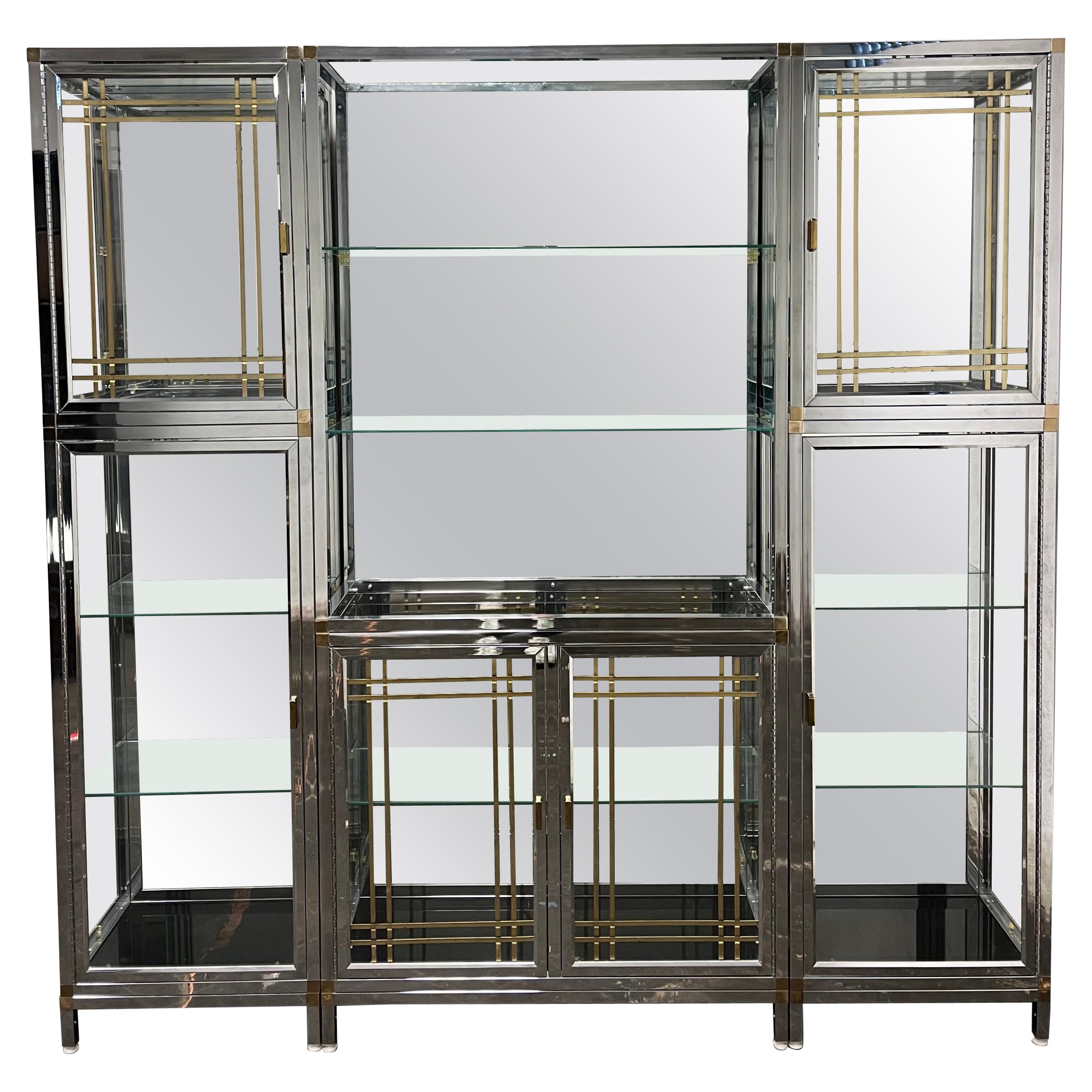 Vintage Modular Chrome and Brass Modular Display Case