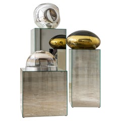Specchio scultoreo contemporaneo Gold Ellipse di Homa