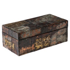 Caja de Paul Evans para la Casa de América, cobre, bronce y peltre, con bisagra, firmada