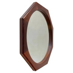 Specchio da parete ottagonale The Modern Scandinavian Modern in teak, anni '70