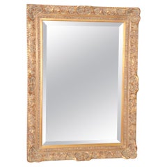 French Regency Style Carved Wood Gold Gilt Beveled Glass Mirror