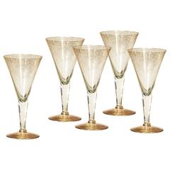 Vintage Dorothy C. Thorpe Gold Fleck Small Champagne Flutes or Wine Glasses
