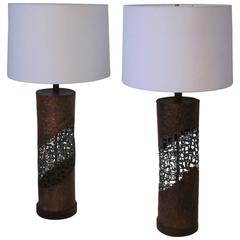 Fantoni Brutalist Torch Cut Lamps for Raymor 9