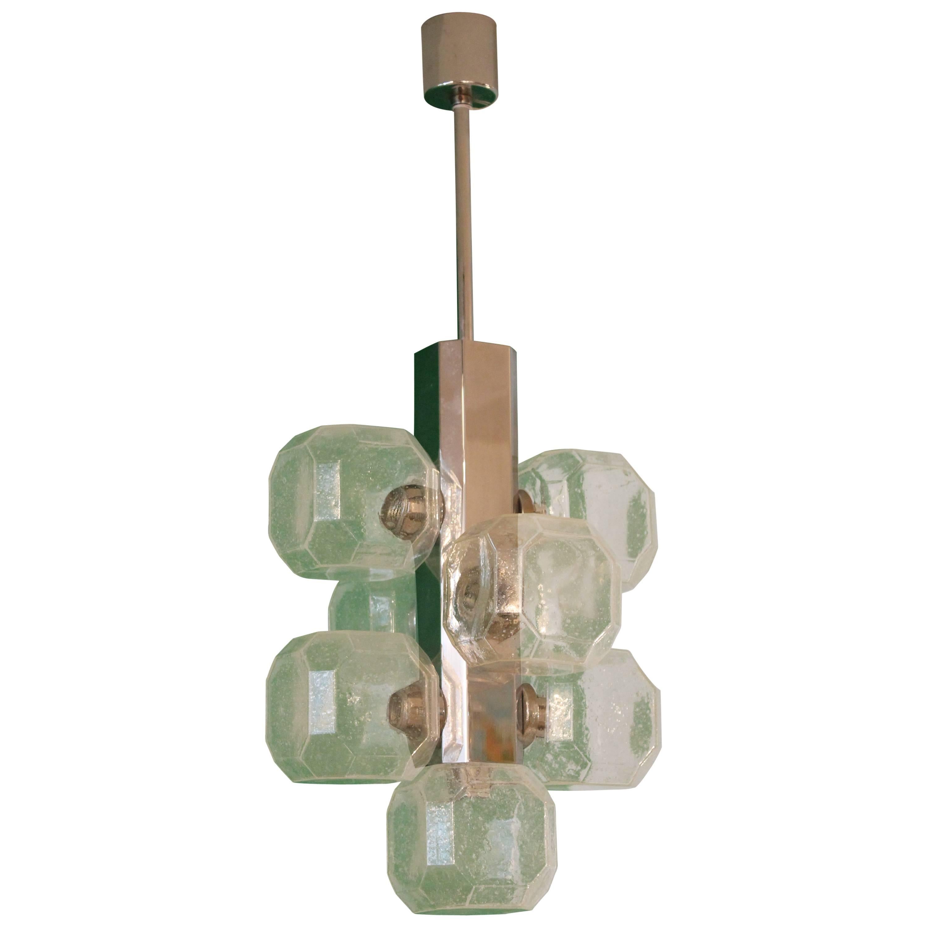Sciolari Chandelier Glass Cubic, Italy, 1960s For Sale