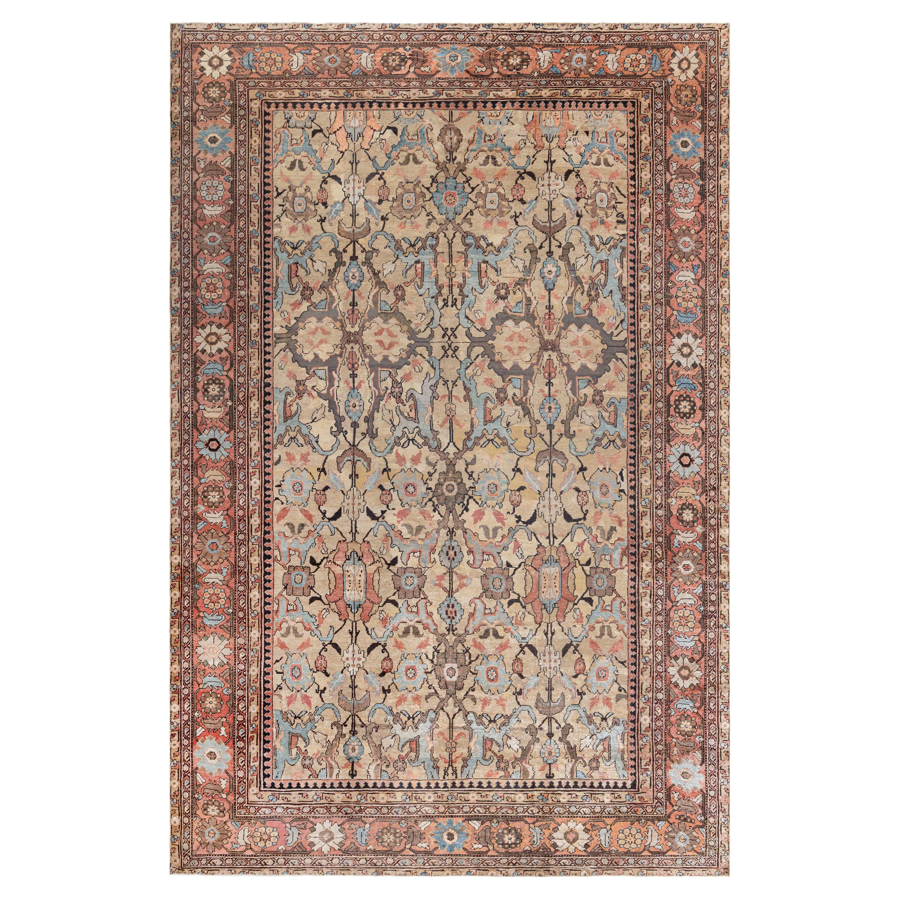 Tapis persan ancien Sultanabad vert Doris Leslie Blau fait à la main