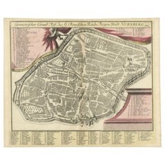 Seltener gravierter Stadtplan von Nürnberg, Bayern, von Christoph Weigel, 1718