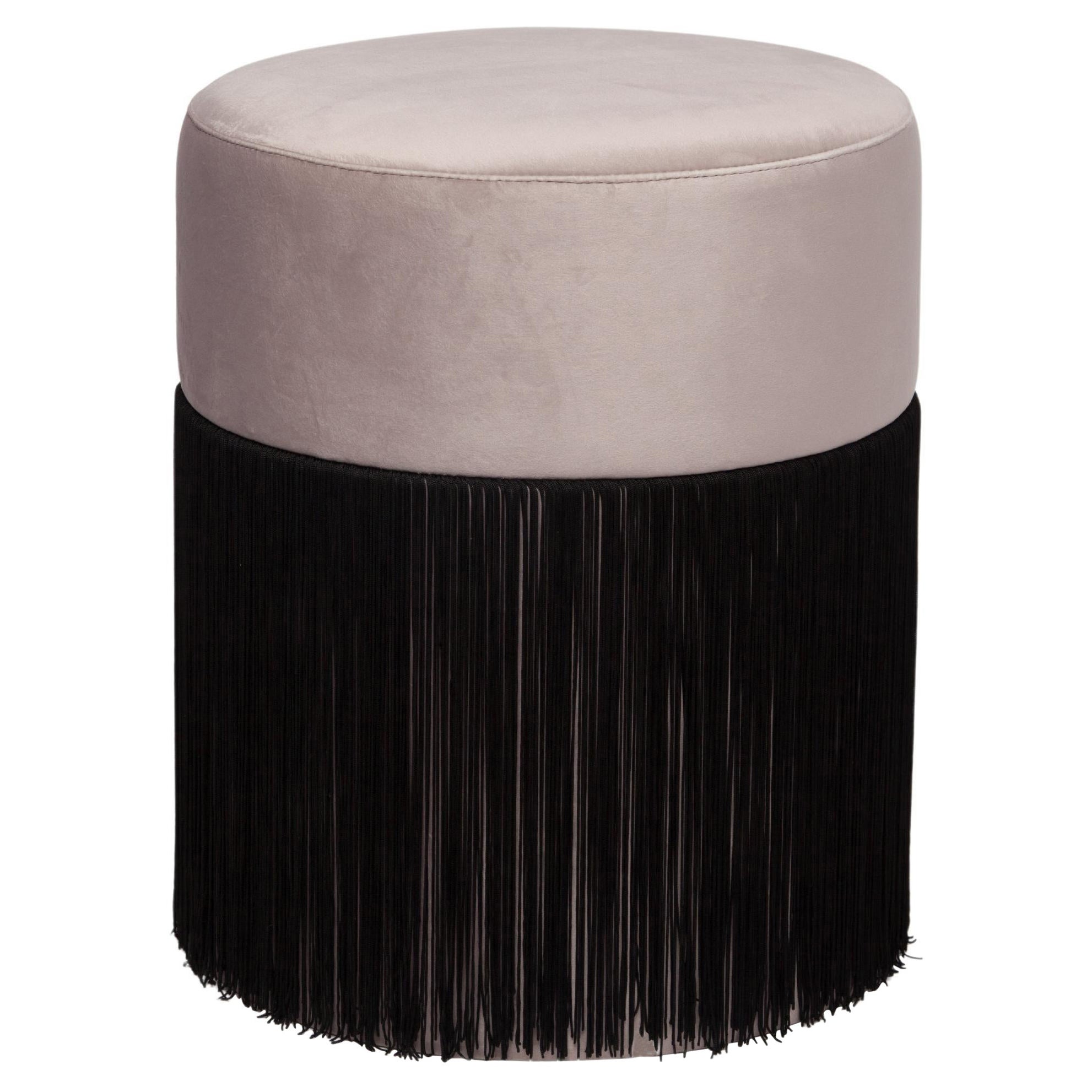 Pouf Pill S Contemporary Sculptural Pouf with Velvet and Fringes by Houtique