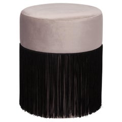Pouf Pill S Contemporary Sculptural Pouf with Velvet and Fringes by Houtique