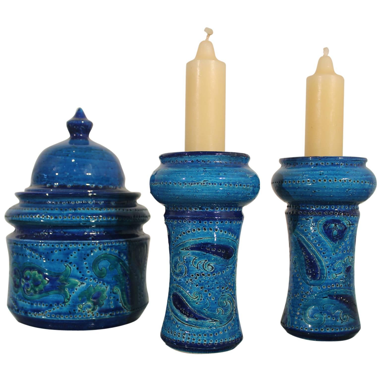 Rosenthal Netter Aldo Londi Bitossi Pottery Candlesticks and 