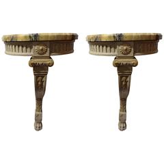 Outstanding Pair of 19th Century French Louis XVI Style Wall Consoles