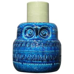 Rosenthal Netter Bitossi Pottery Owl Pillar Candle Holder by Raymor