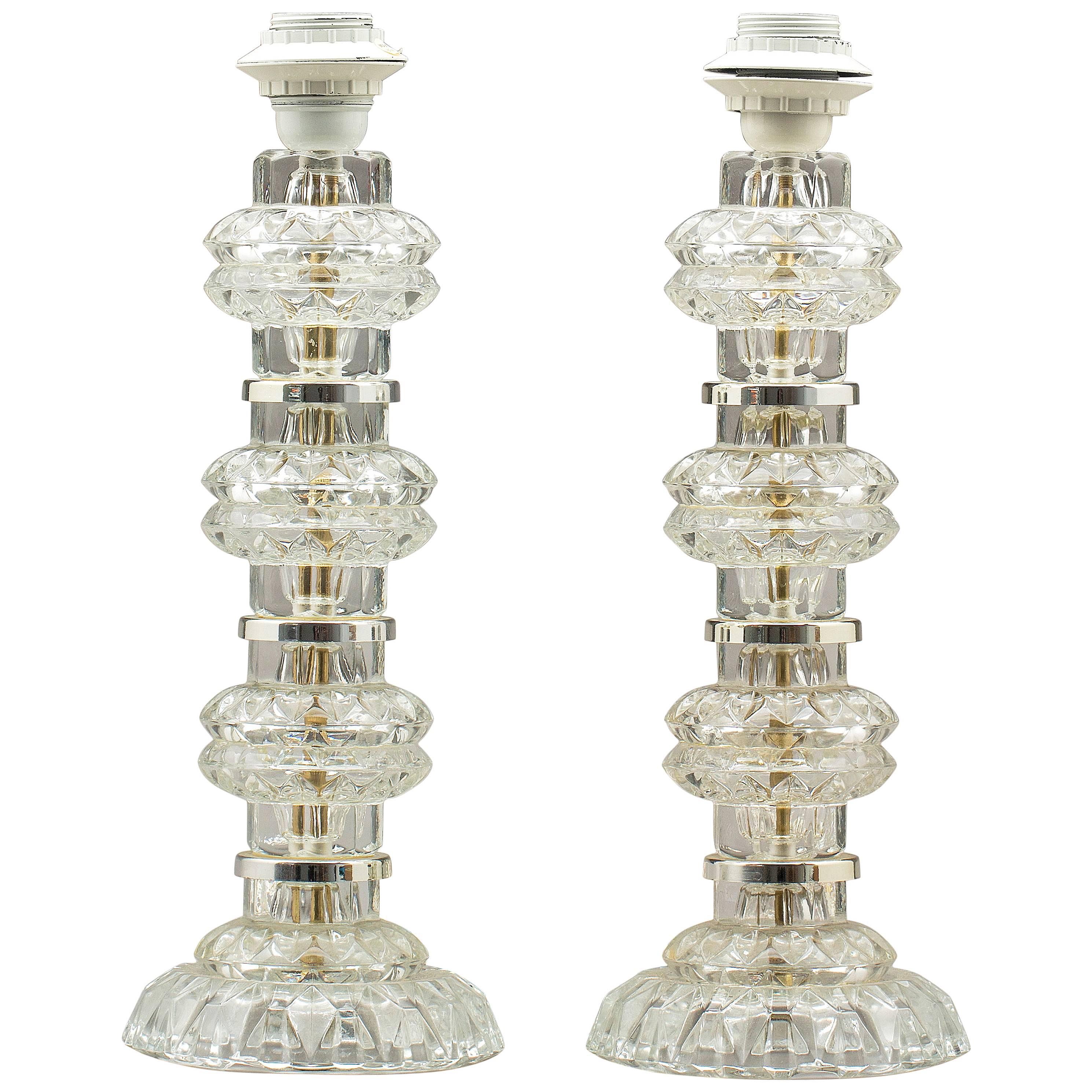 Pair of Table Lamps Attributed to Orrefors