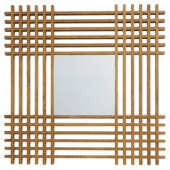 Ettore Sottsass  Santambrogio & De Berti Mirror  in wood "Oak," Italy 60'