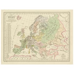 Mapa antiguo de Europa en el siglo XII - Malte-Brun & Sarrazin, 1880