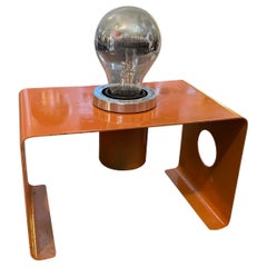 1970s Space Age Orange Painted Metal Italian Table Lamp