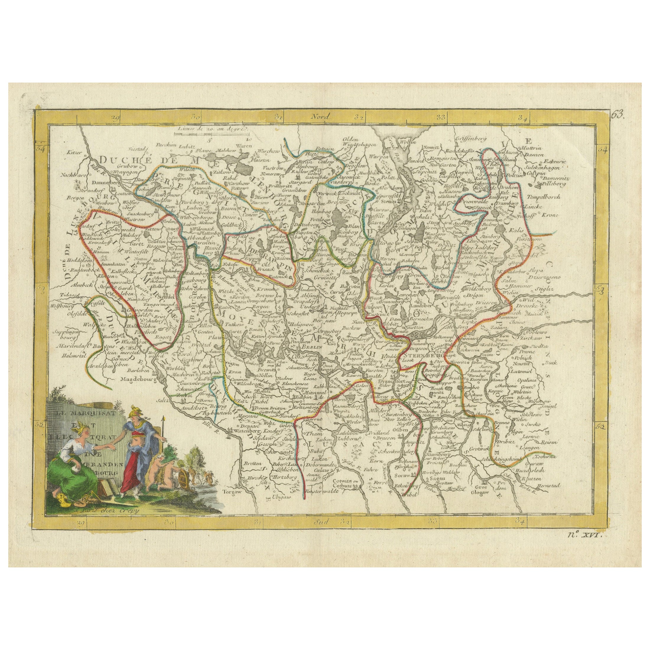Antike Karte des Electorates Brandenburg von Georges-Louis Le Rouge, 1768 im Angebot