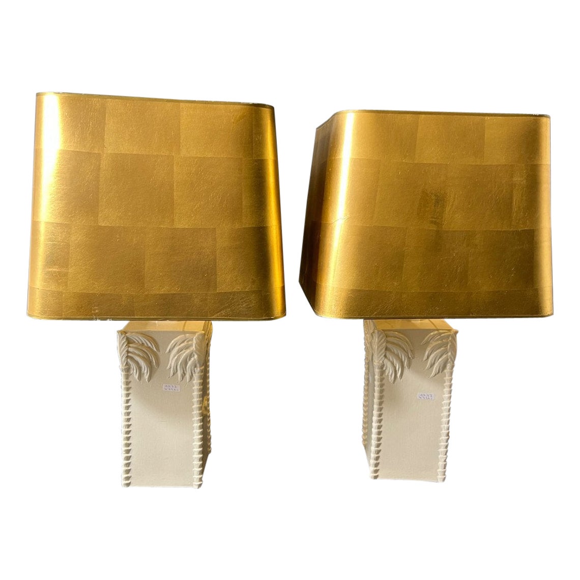 pair of Italian ceramic lamps with palm tree decoration circa 1960/1970