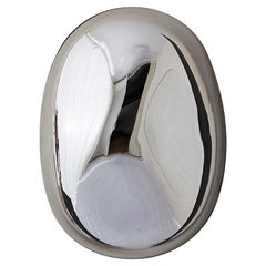 Lapis 4 Sculptural Silver Mirror with Handblown Glass by Homa
