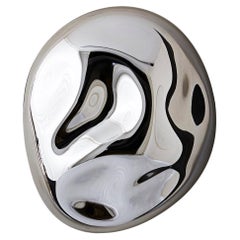 Lapis 11 Sculptural Silver Mirror with Handblown Glass by Homa