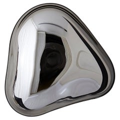 Lapis 15 Sculptural Silver Mirror with Handblown Glass by Homa