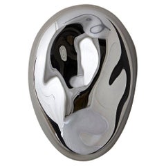 Lapis 20 Sculptural Silver Mirror with Handblown Glass by Homa