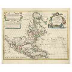 Rare édition latine de Guillaume Delisle's 1700 Map of North America