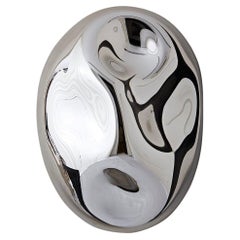 Lapis 22 Sculptural Silver Mirror with Handblown Glass by Homa