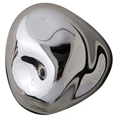 Lapis 23 Sculptural Silver Mirror with Handblown Glass by Homa