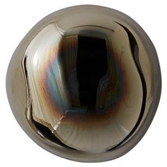 Lapis 27 Sculptural Burned Silver Mirror with Handblown Glass by Homa