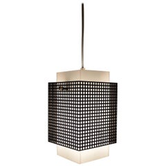 Grid Motif Squared Black and White Pendant Chandelier