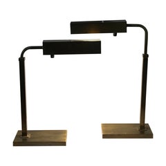 A Pair Of Adjustable Height Table Lamps In Bronze Finish Ca' 1960's