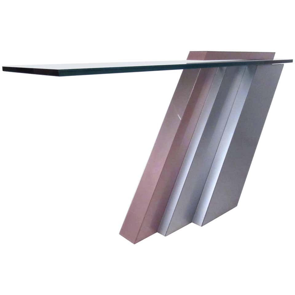 Geometric Matte Travertino Geometric Console Table For Sale at 1stDibs