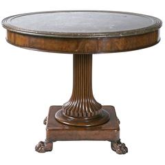 Antique Round Marble-Top Center Table