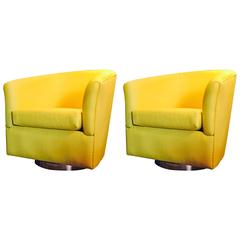 Swivel Lounge Chairs in the Style of Milo Baughman