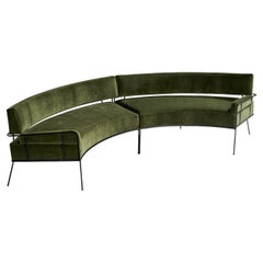 American Designer, Curved Sofa, Iron, Velvet, USA, 1950s