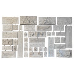 Antique Statuary Carrara marble mantelpiece tablets/panels, English and Irish.