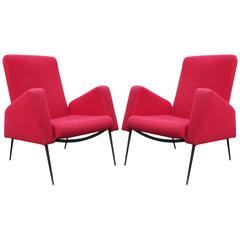 Angular Pair of Italian Lounge Chairs
