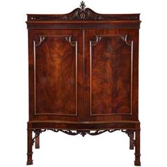 George III Irish Carved Mahogany Serpentine Linen Press