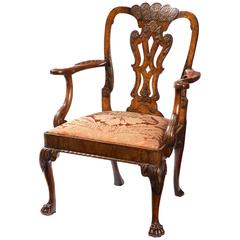 George I Walnut Armchair in the Manner of Giles Grendey