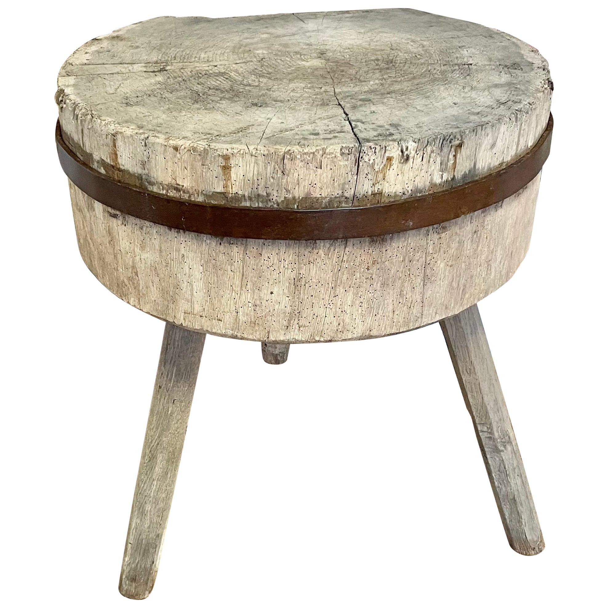 19th Century French butchers chopping block
