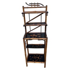 Antique Bamboo Pagoda Style Etagere