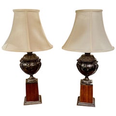 Pair of Early English Silver Plate Lamps