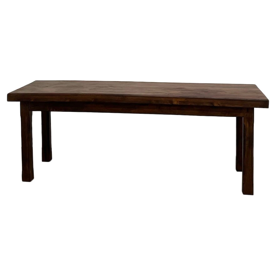 Small french farm table from the 50s in blond walnut