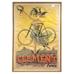 Original French Vintage poster Cycles Clement Paris by Pneu Dunlop circa 1898